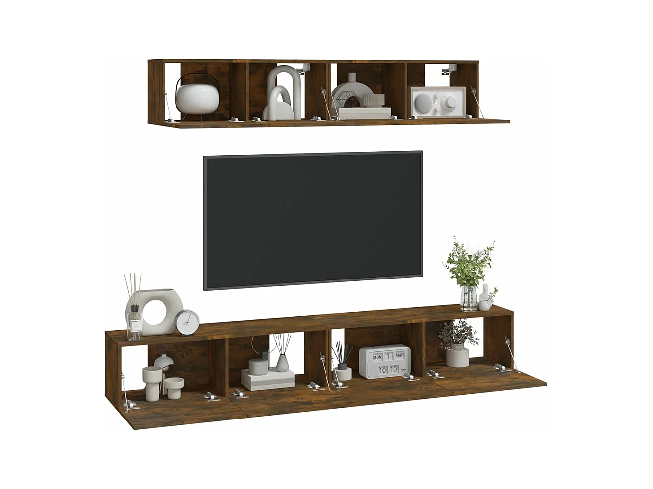 4-tlg. TV-Schrank-Set Räuchereiche Holzwerkstoff