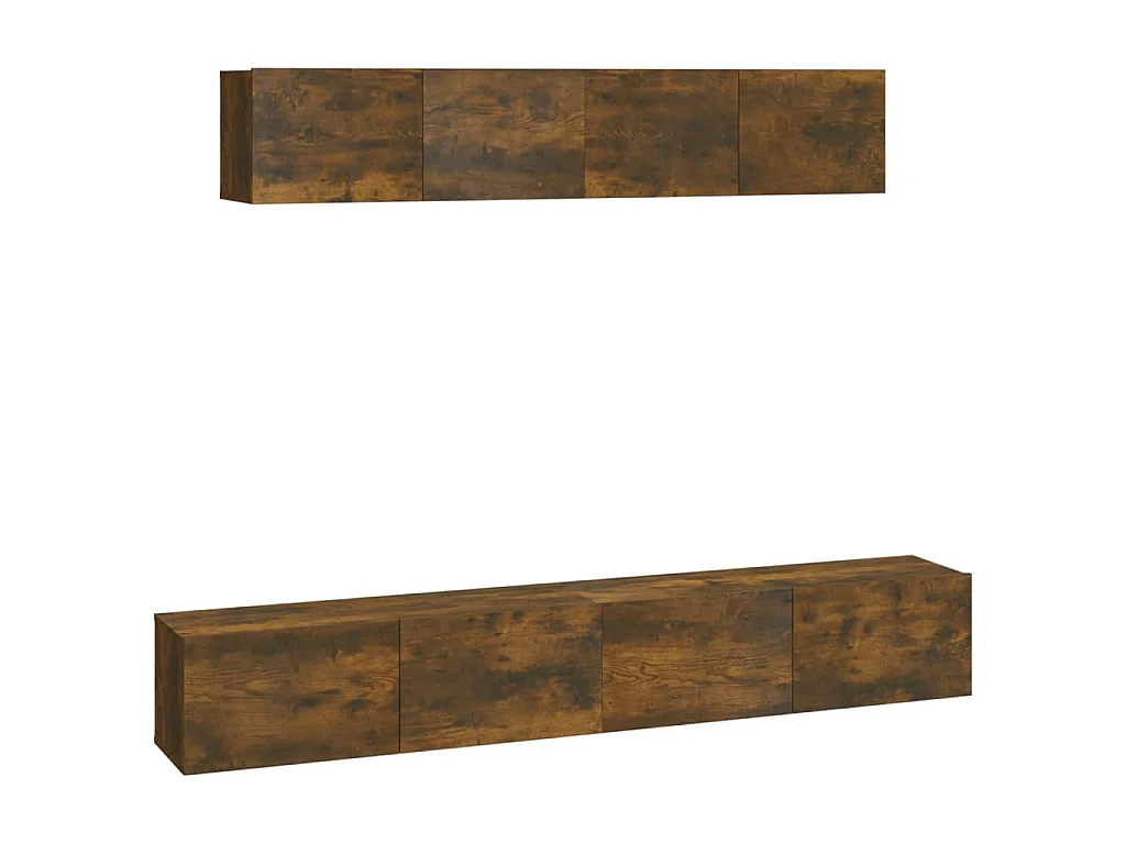 Set di Mobili Porta TV 4 pz Rovere Fumo in Legno Multistrato