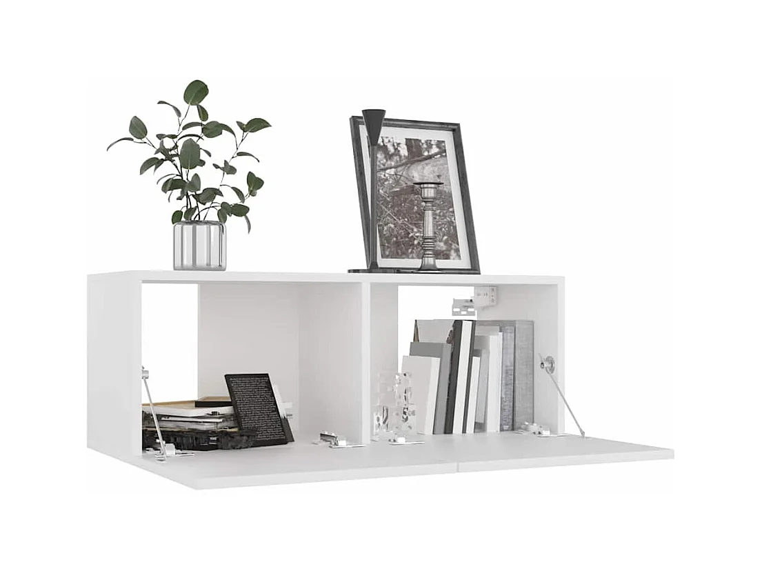 Set Mobili Porta TV 7 pz Bianco in Legno Multistrato