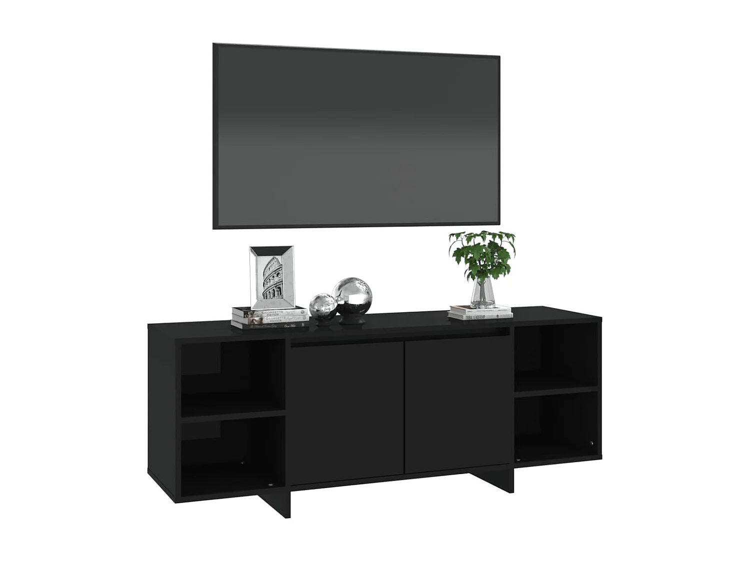 Meuble TV Noir 130x35x50 cm Bois d'ingénierie