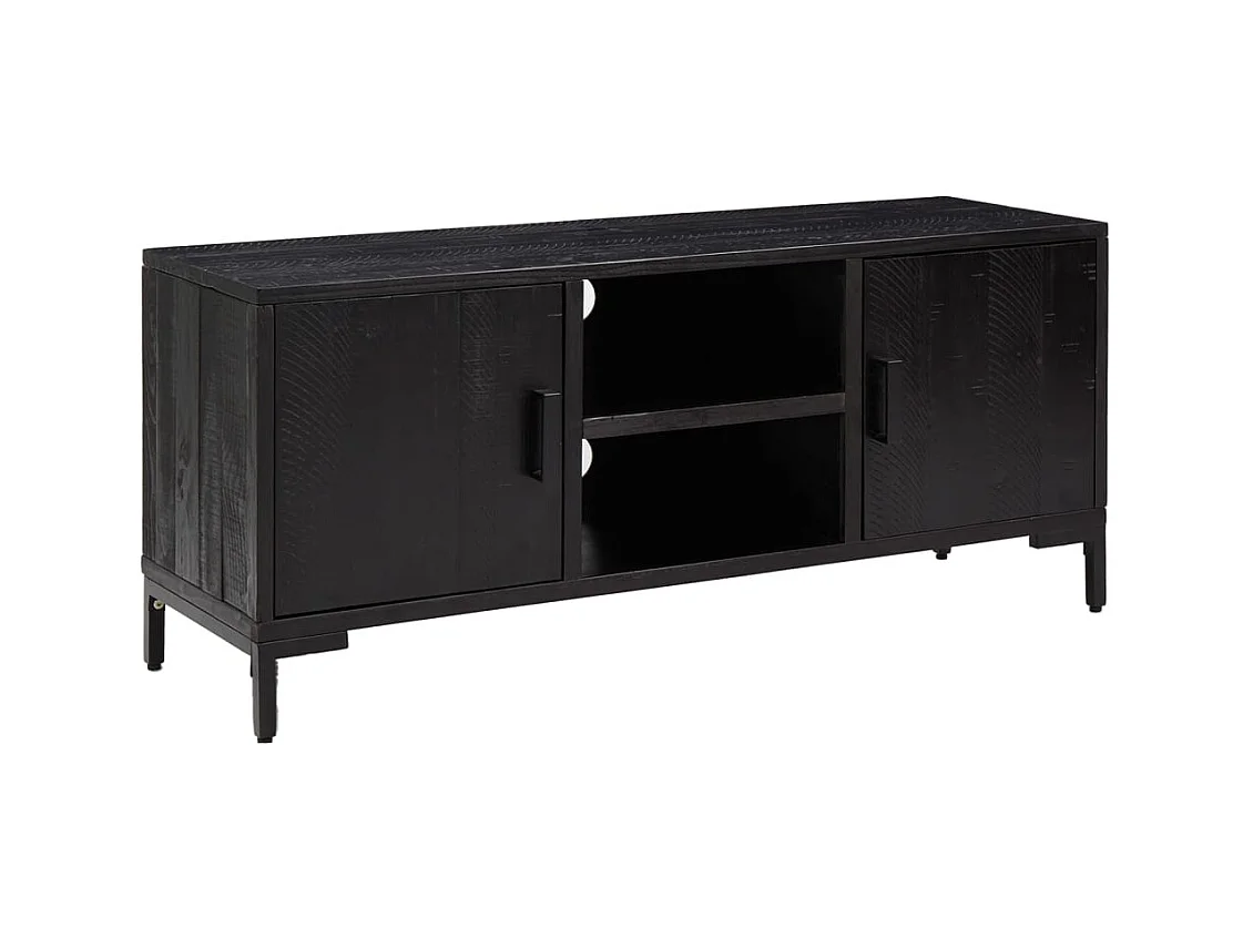 TV-Schrank Schwarz 110x35x48 cm Massivholz Kiefer