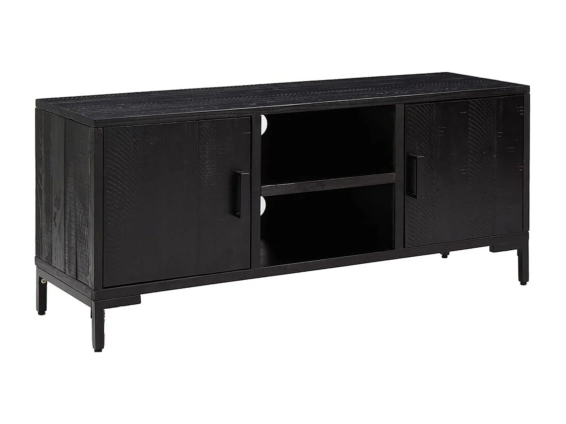 Meuble TV Noir 110x35x48 cm Bois de pin massif