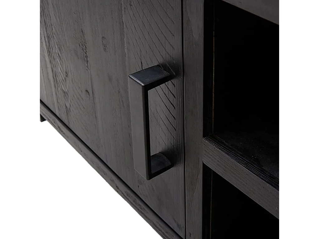 Meuble TV Noir 110x35x48 cm Bois de pin massif