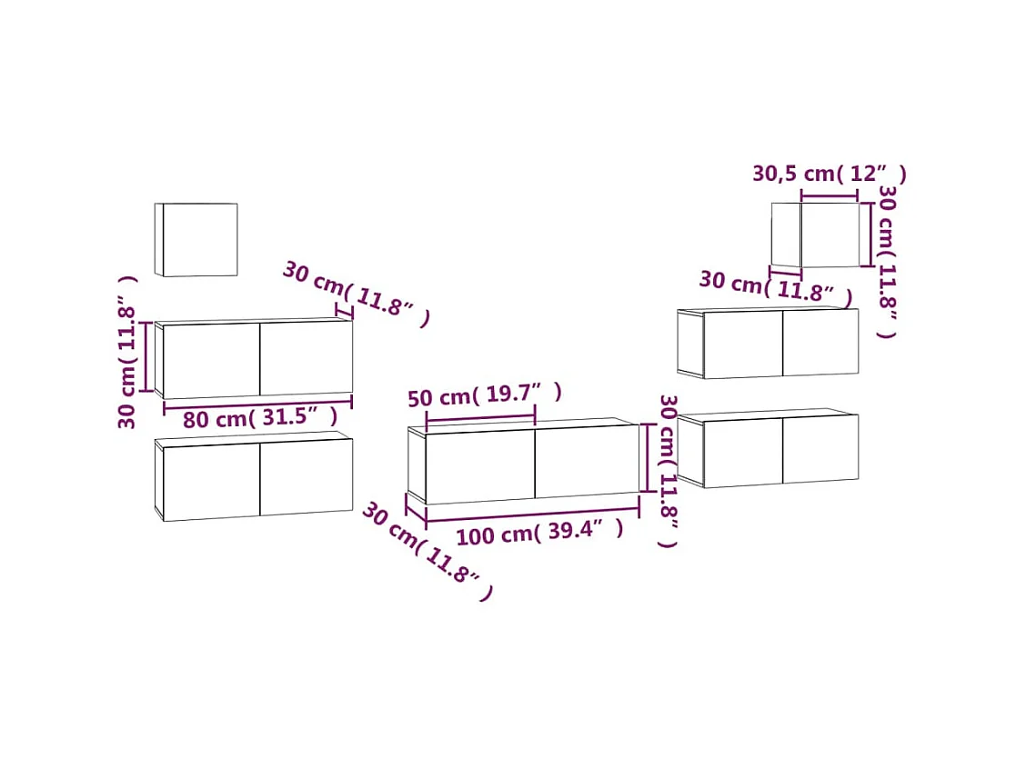 7-tlg. TV-Schrank-Set Grau Sonoma Holzwerkstoff