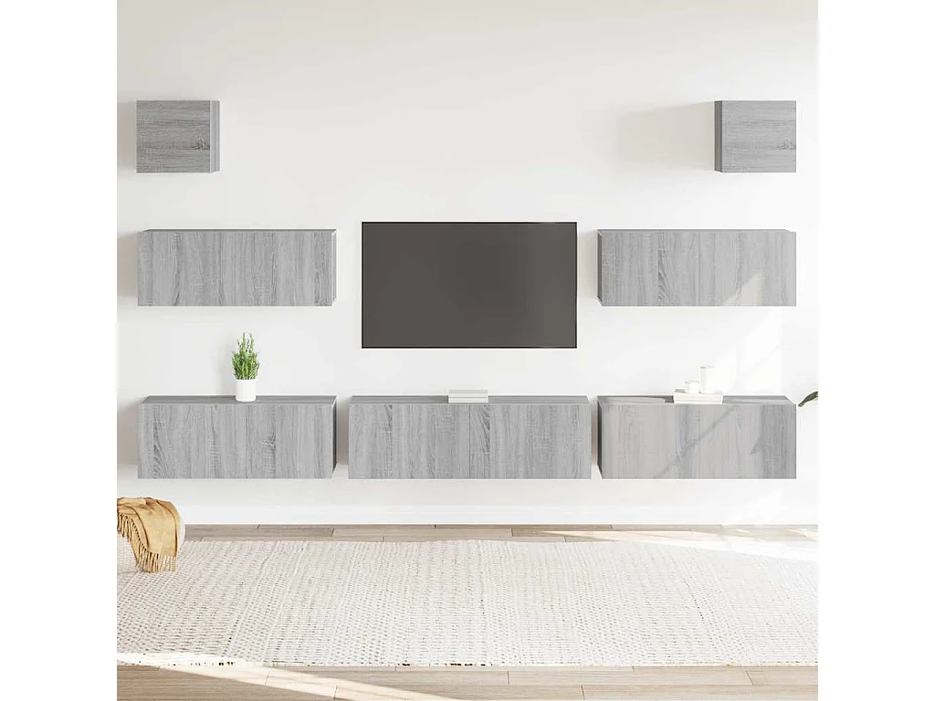 7-tlg. TV-Schrank-Set Grau Sonoma Holzwerkstoff