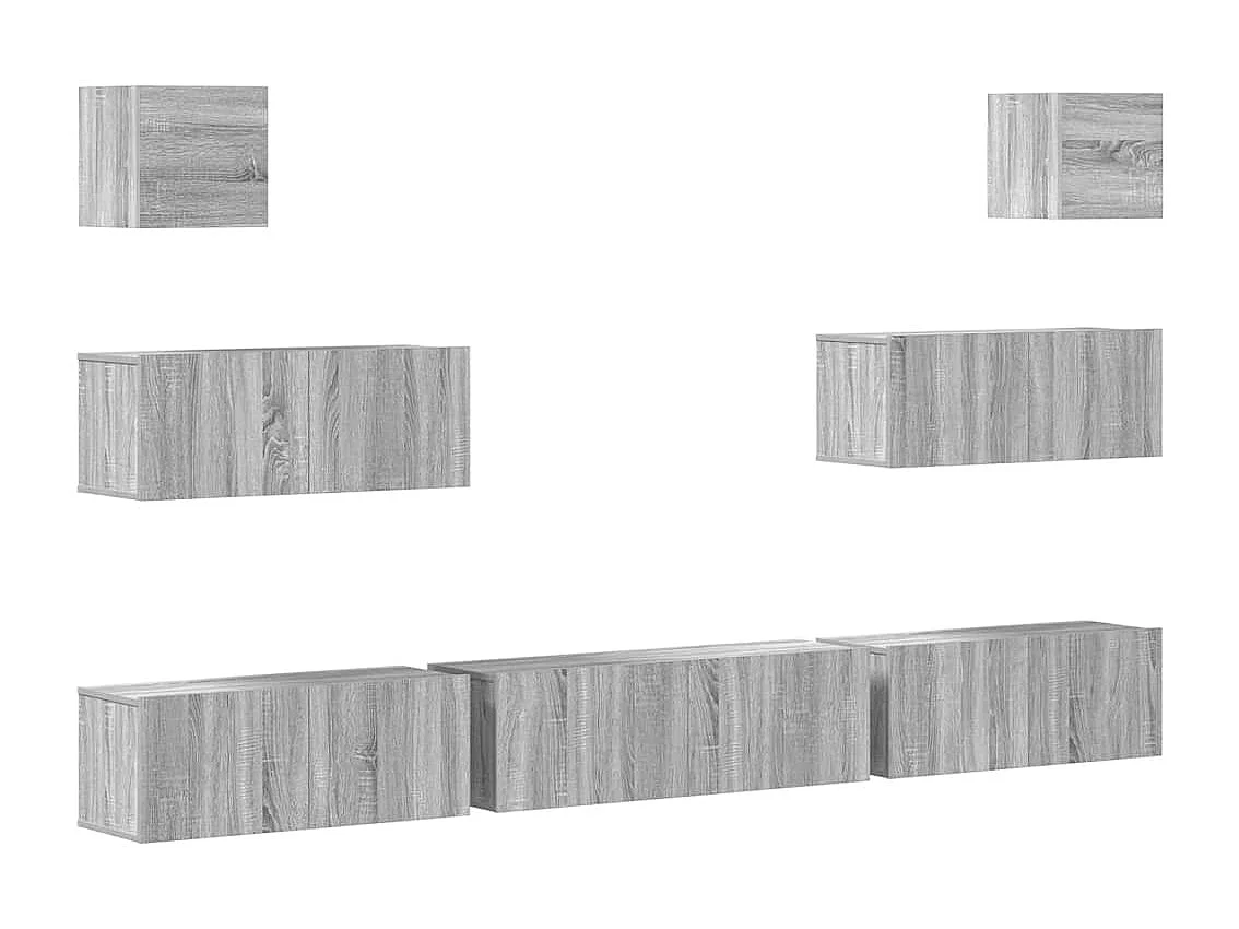 7-tlg. TV-Schrank-Set Grau Sonoma Holzwerkstoff
