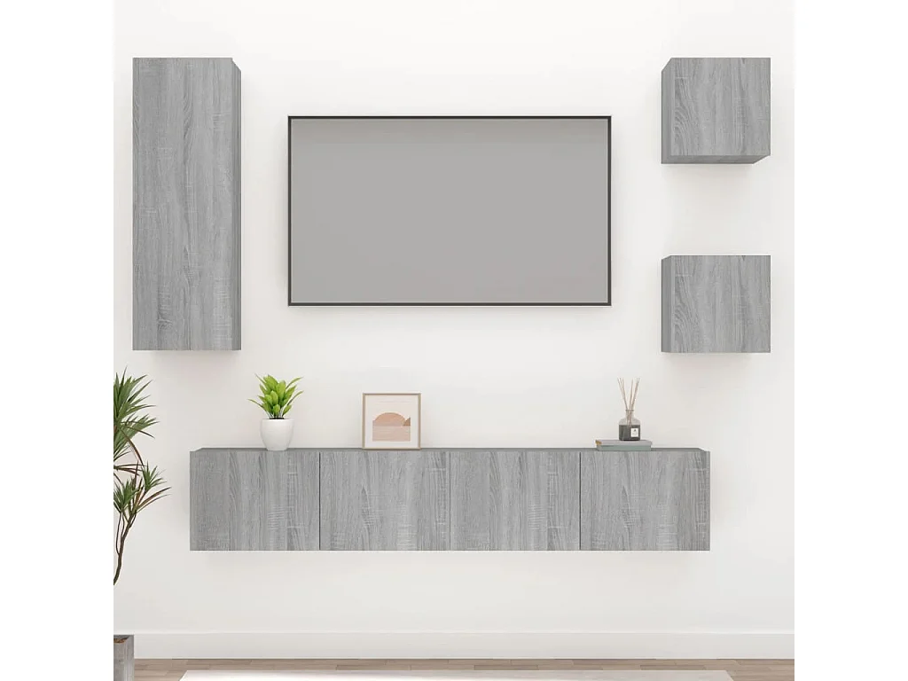 Ensemble de meubles TV 5 pcs Sonoma gris Bois d'ingénierie
