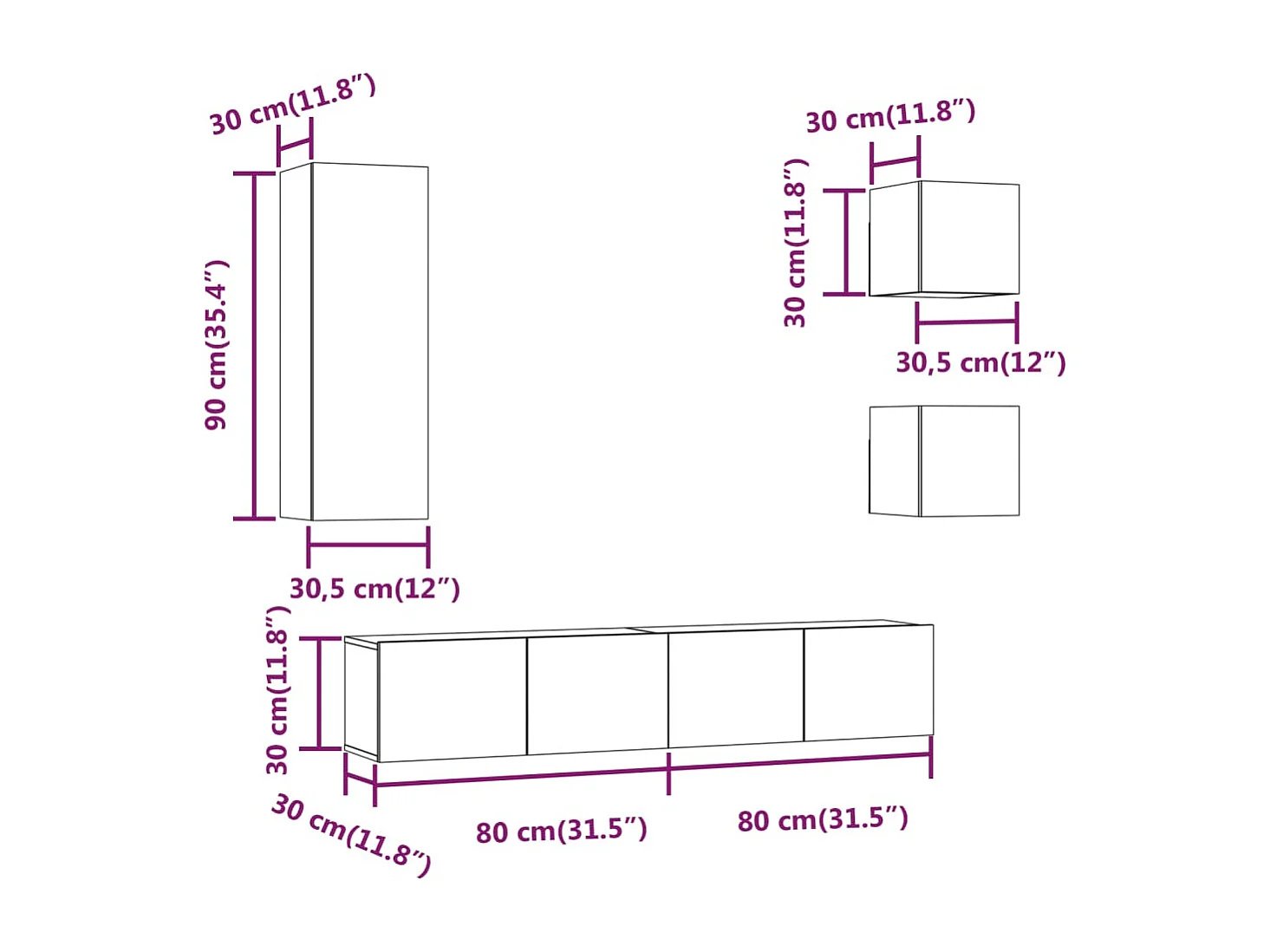 Ensemble de meubles TV 5 pcs Sonoma gris Bois d'ingénierie