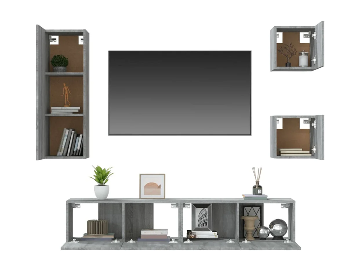 Ensemble de meubles TV 5 pcs Sonoma gris Bois d'ingénierie