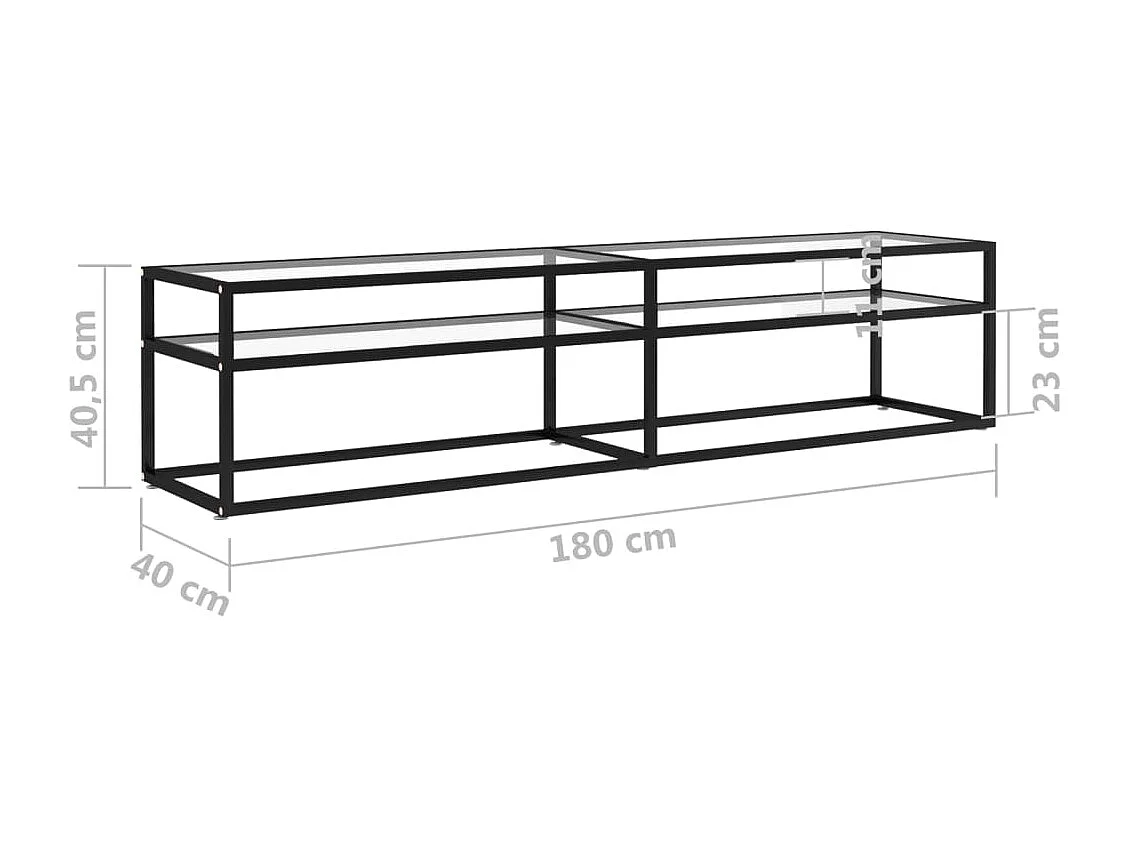 Meuble TV Transparent 180x40x40,5 cm Verre trempé