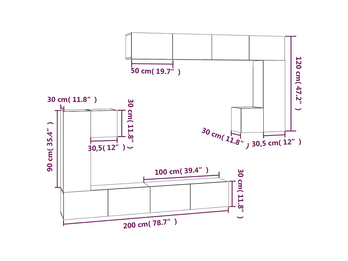 TV-Wandschrank Sonoma-Eiche Holzwerkstoff
