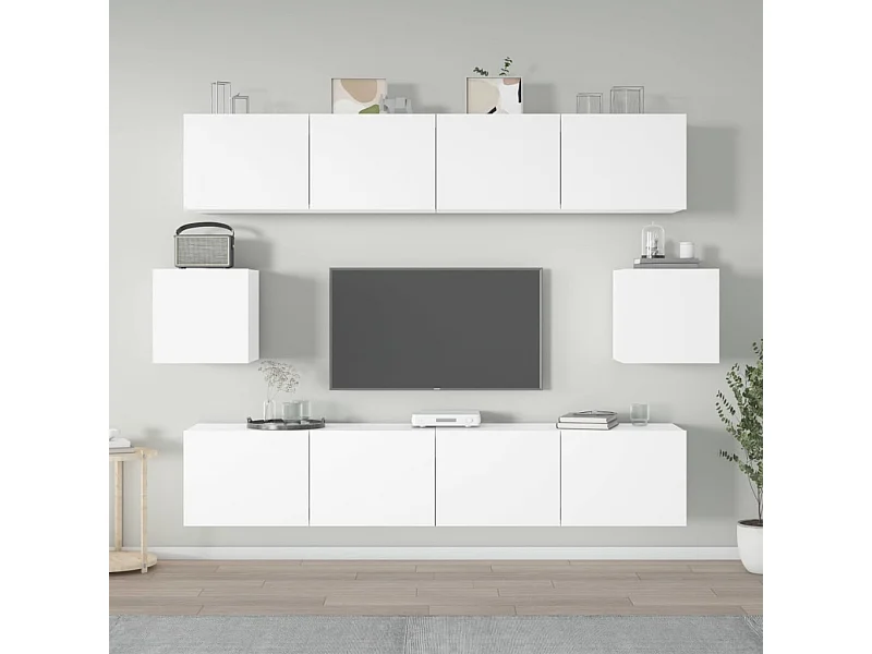Ensemble de meubles TV 6 pcs Blanc Bois d'ingénierie