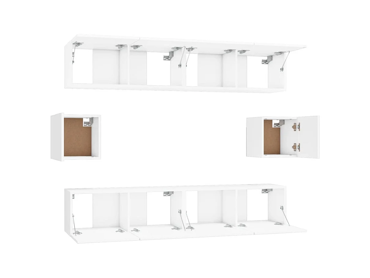 Set de muebles para TV 6 piezas madera contrachapada blanco