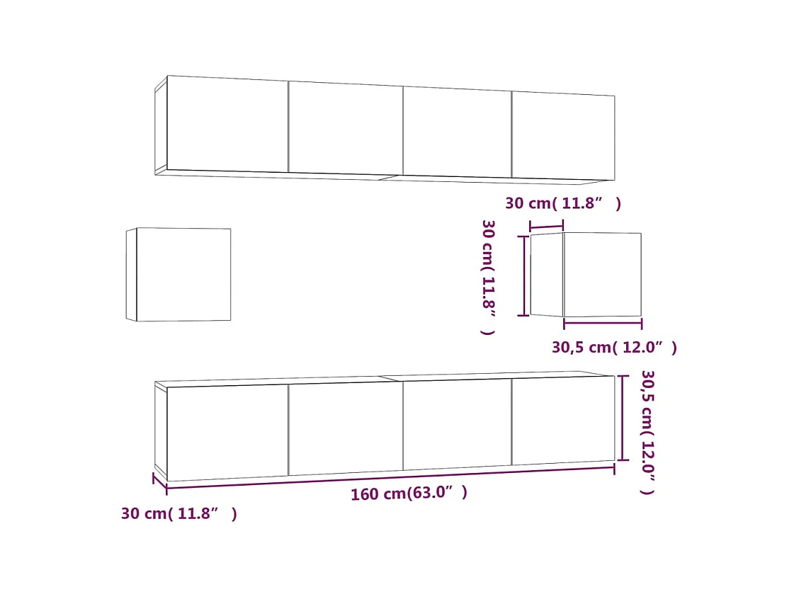 Set de muebles para TV 6 piezas madera contrachapada blanco