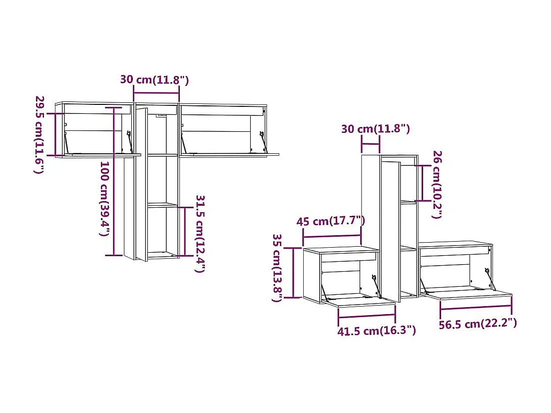 Meubles TV 6 pcs Bois massif de pin