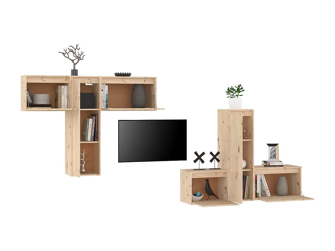 Meubles TV 6 pcs Bois massif de pin