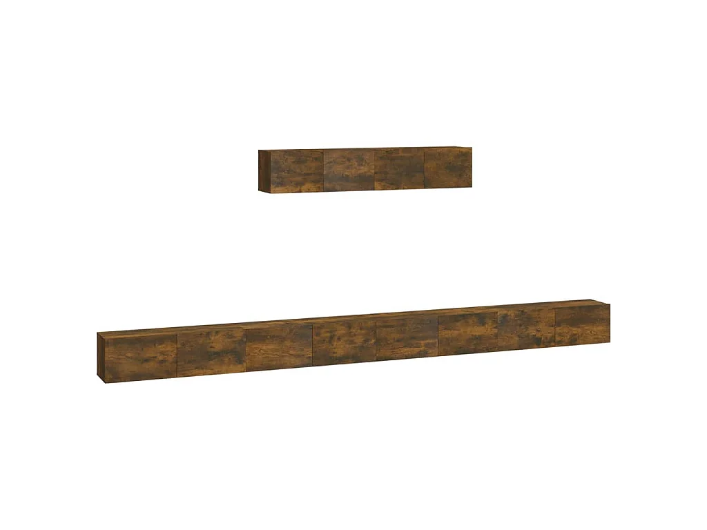 Set de muebles de TV 6 pzas madera contrachapada roble ahumado