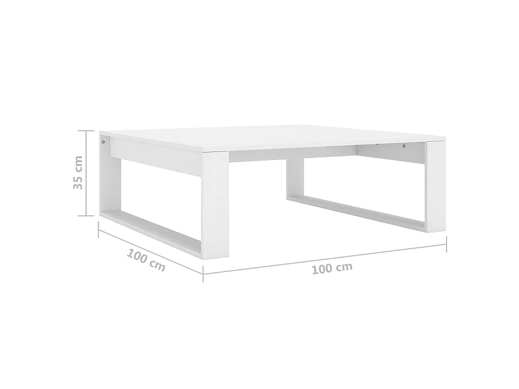 Table basse Blanc 100x100x35 cm Bois d’ingénierie