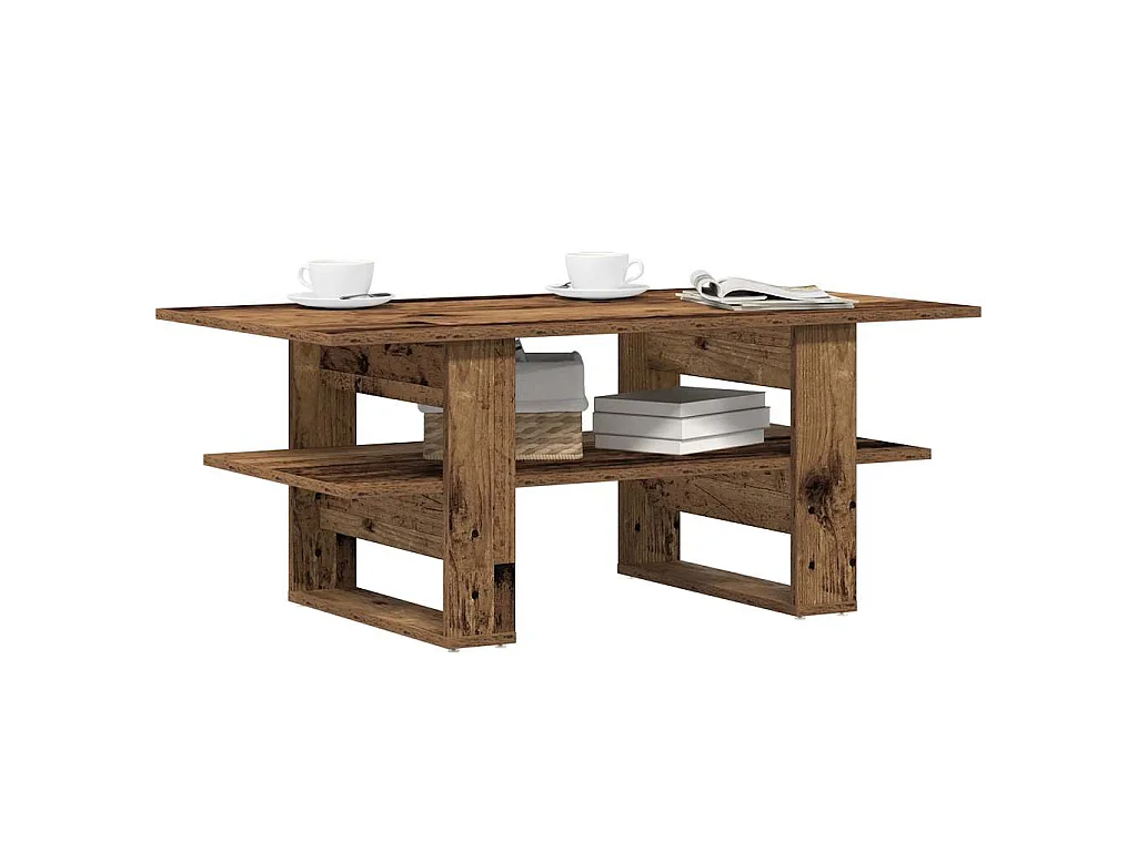 Tavolino da Salotto Legno Antico 102x55x42 cm Legno Multistrato