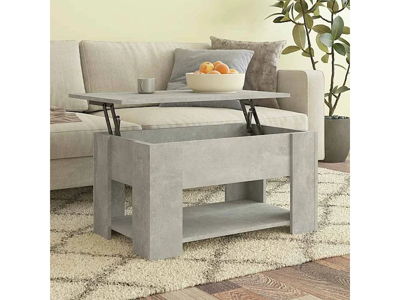 Tavolino da Salotto Grigio Cemento 79x49x41cm Legno Multistrato