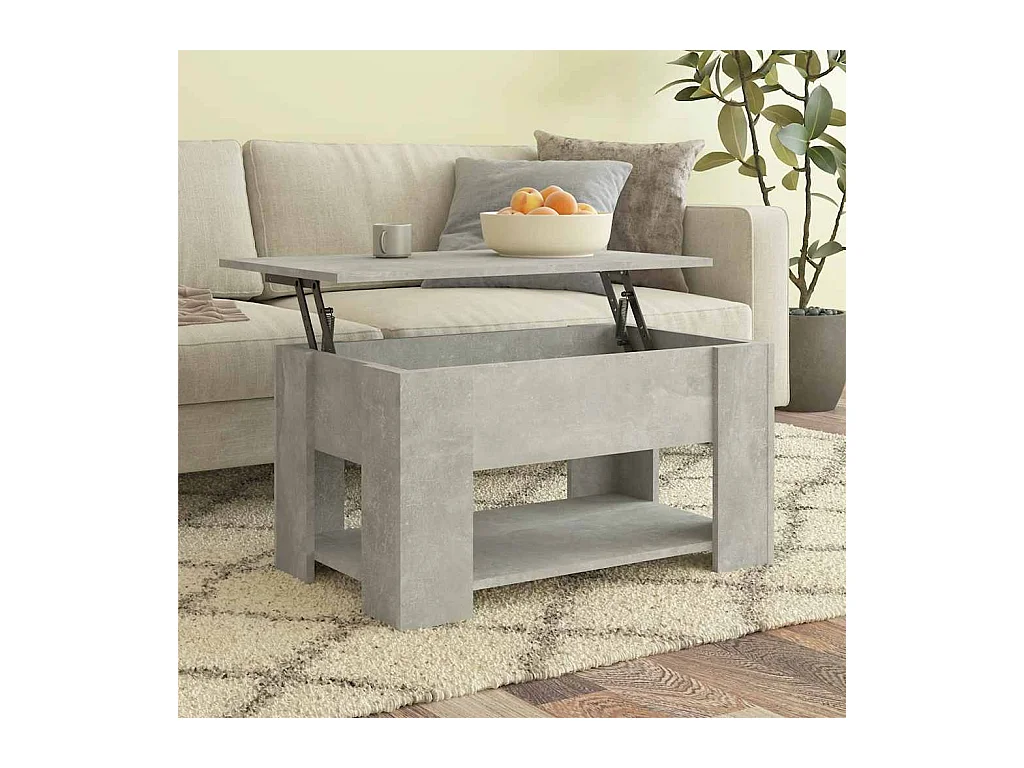 Table basse gris béton 79x49x41 cm bois d'ingénierie