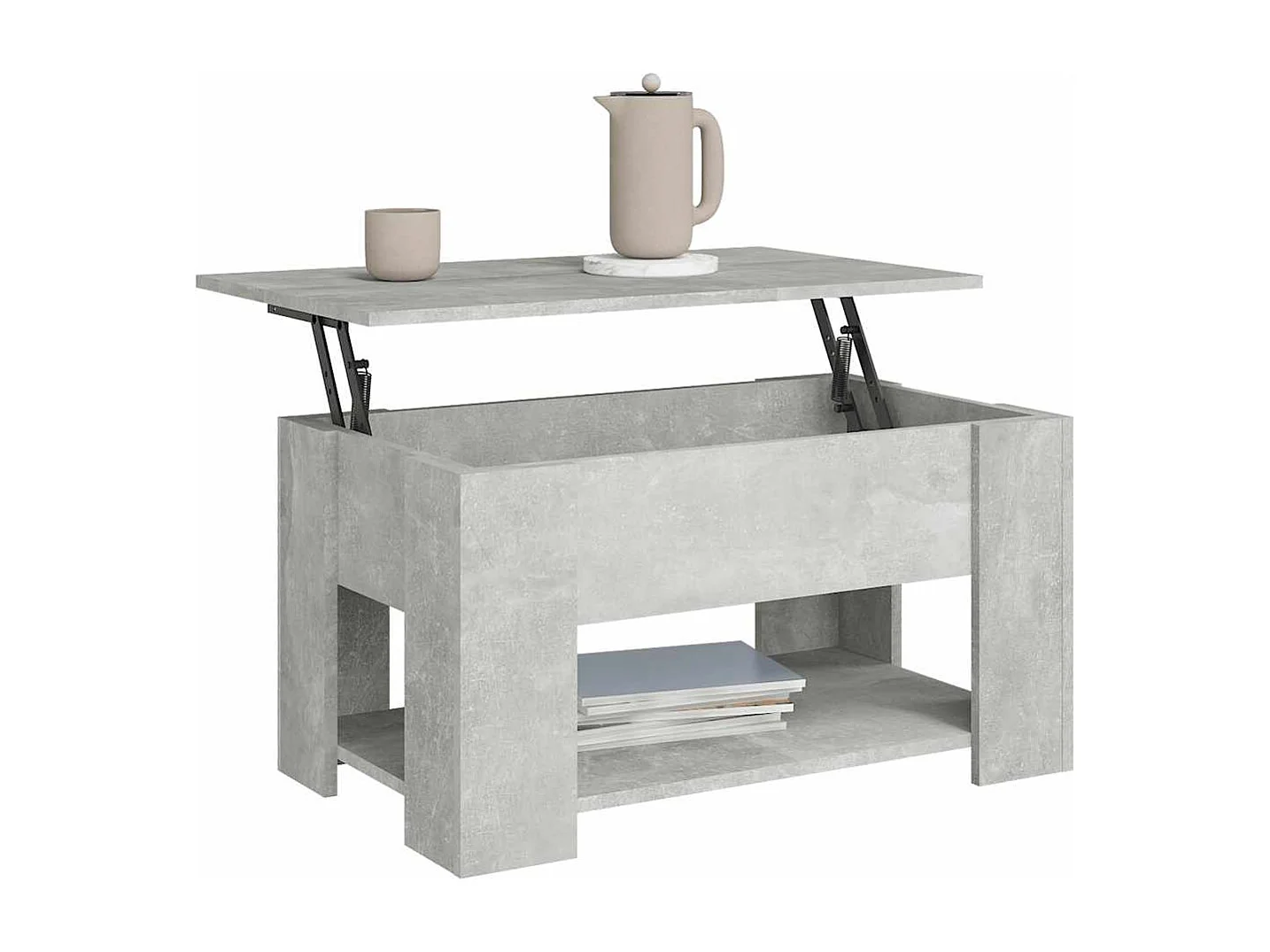 Mesa de centro 79x49x41 cm madeira processada cinza cimento