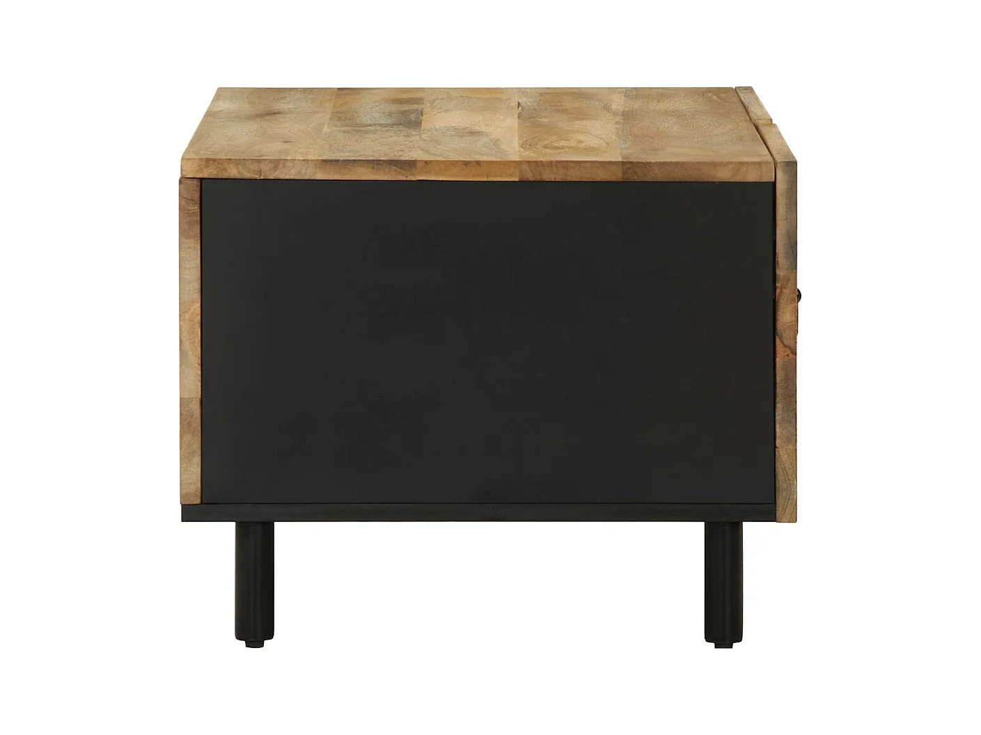 Tavolino da Salotto Nero 80x50x40cm Legno Massello Mango Grezzo