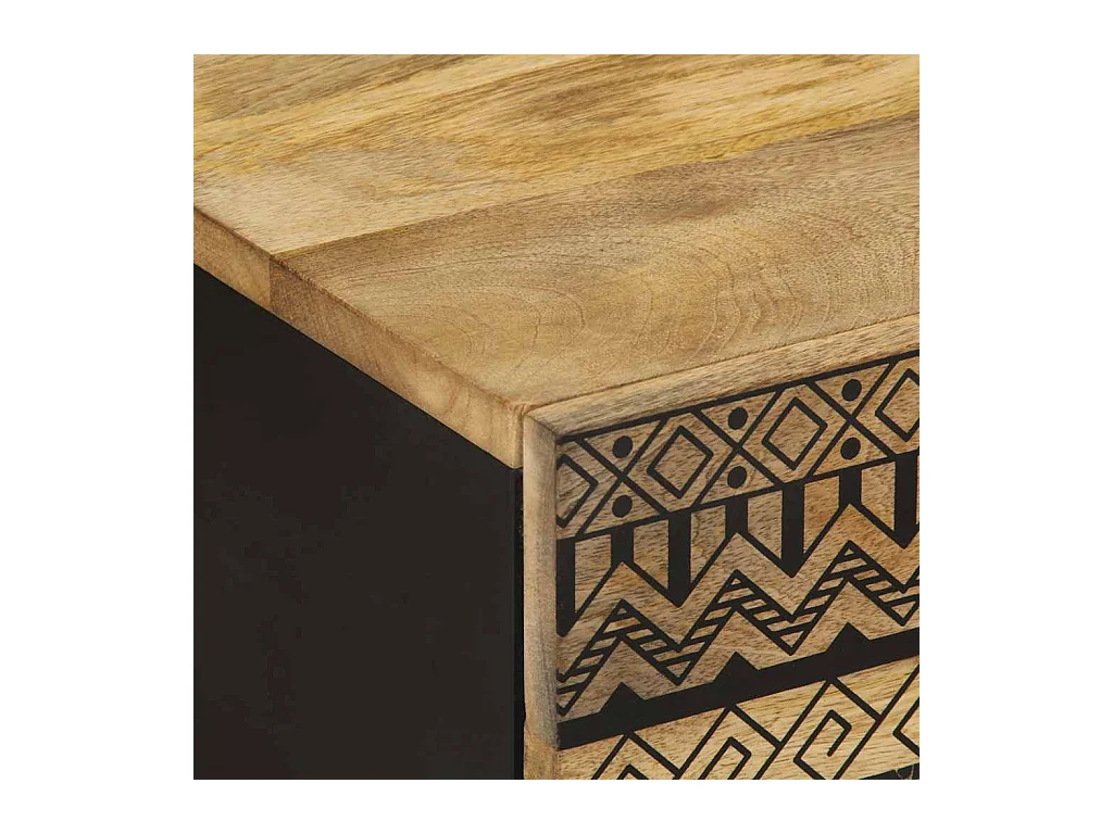 Tavolino da Salotto Nero 80x50x40cm Legno Massello Mango Grezzo