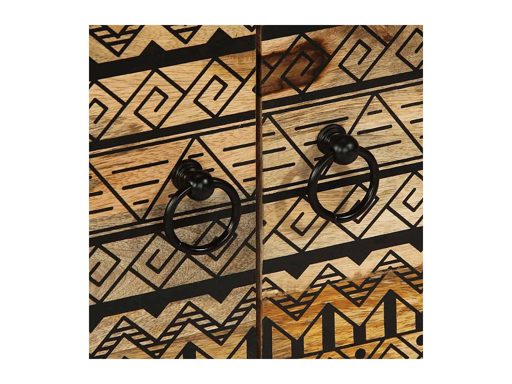 Tavolino da Salotto Nero 80x50x40cm Legno Massello Mango Grezzo