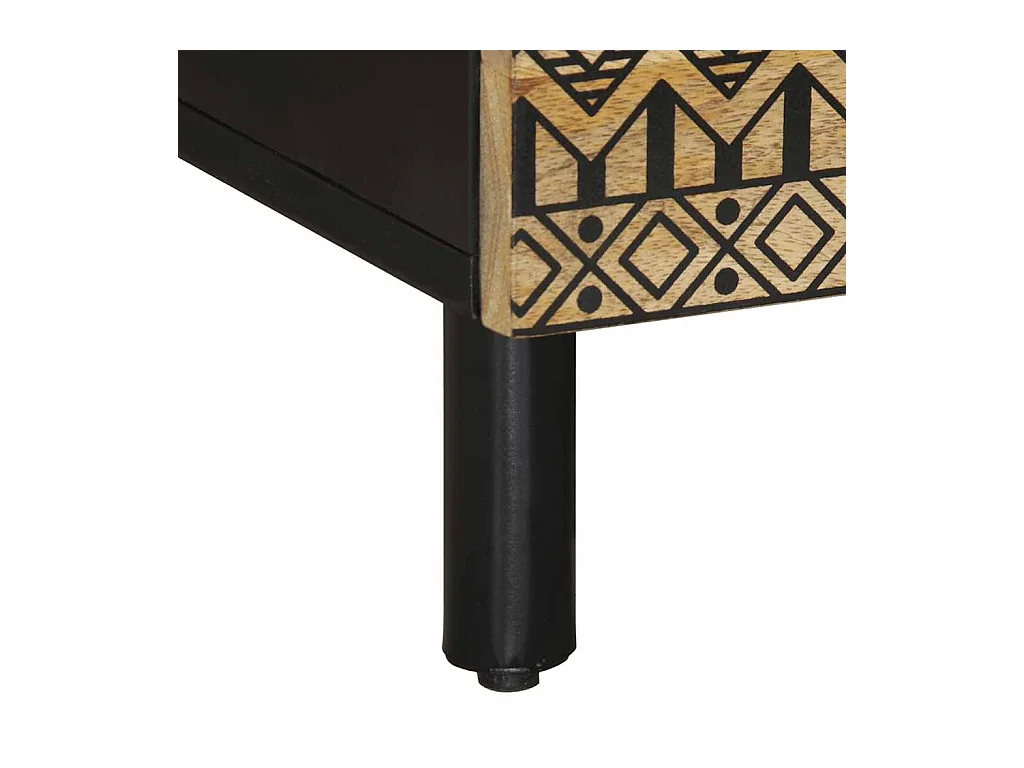 Tavolino da Salotto Nero 80x50x40cm Legno Massello Mango Grezzo