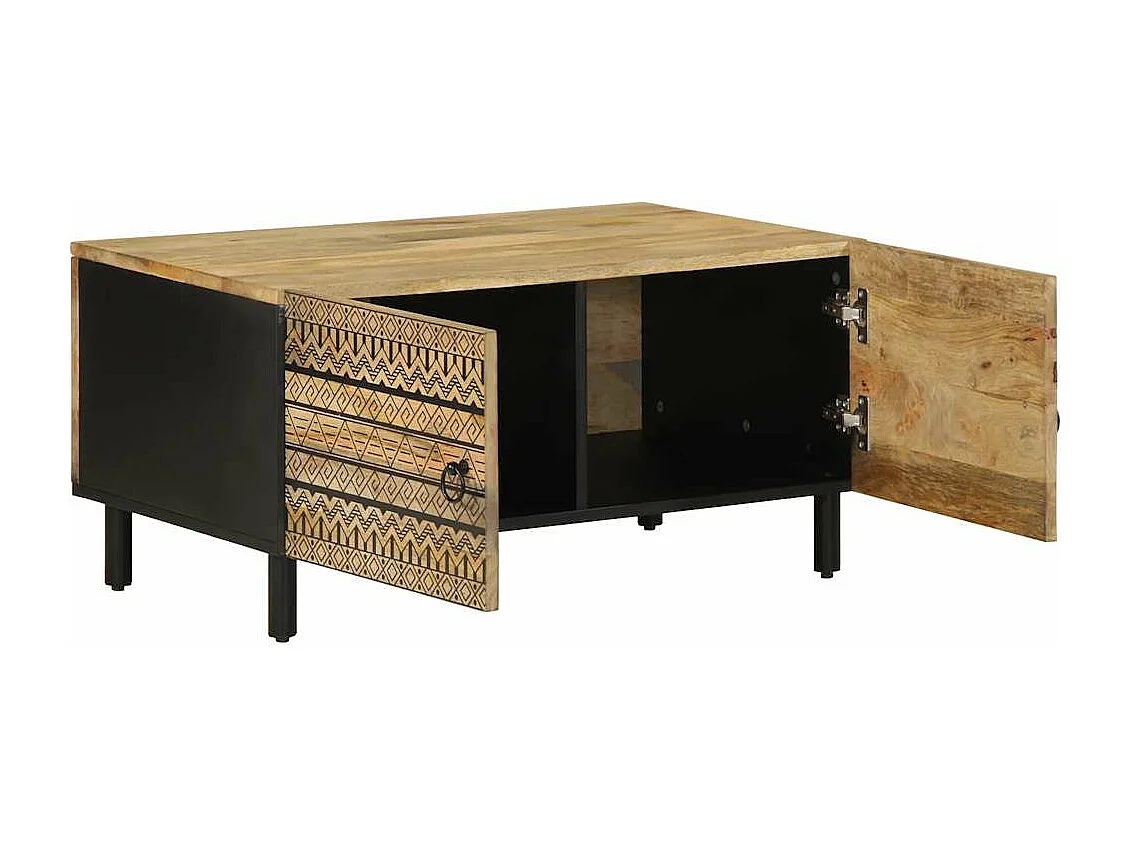 Mesa de centro 80x50x40cm madeira mangueira áspera maciça preto