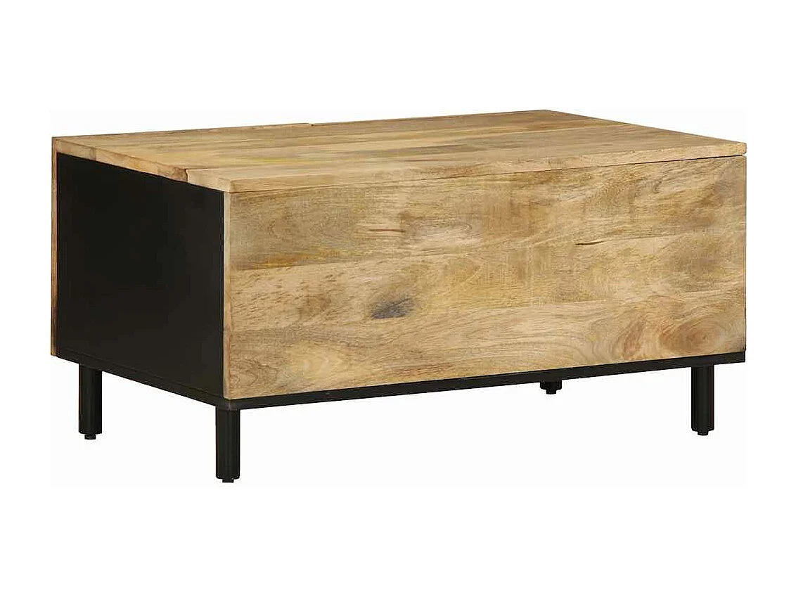 Mesa de centro 80x50x40cm madeira mangueira áspera maciça preto