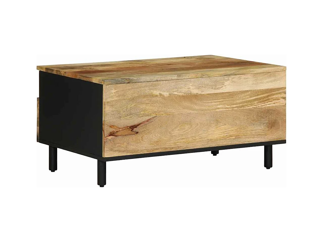 Tavolino da Salotto Nero 80x54x40cm Legno Massello Mango Grezzo