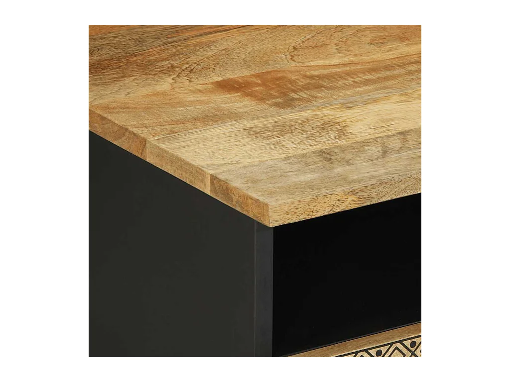 Tavolino da Salotto Nero 80x54x40cm Legno Massello Mango Grezzo