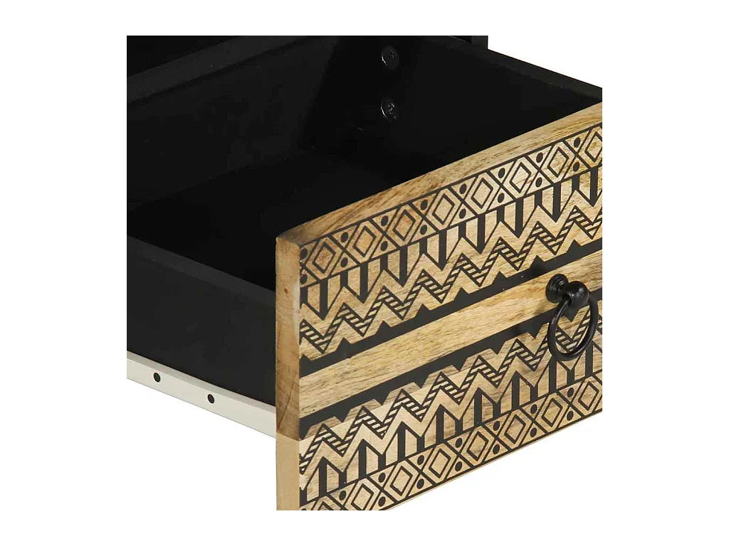 Tavolino da Salotto Nero 80x54x40cm Legno Massello Mango Grezzo