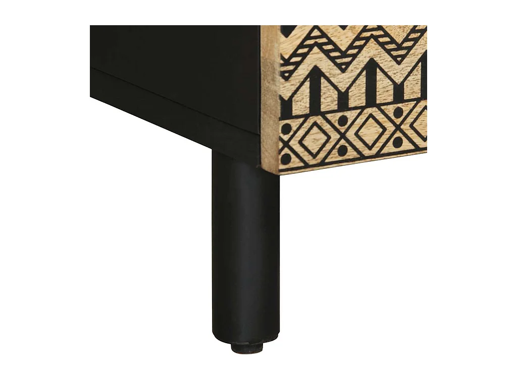 Tavolino da Salotto Nero 80x54x40cm Legno Massello Mango Grezzo