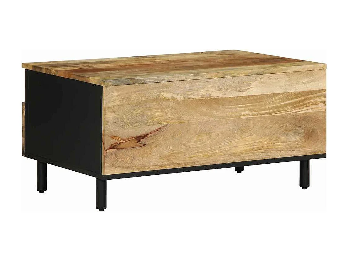 Table basse noir 80x54x40 cm bois massif de manguier brut