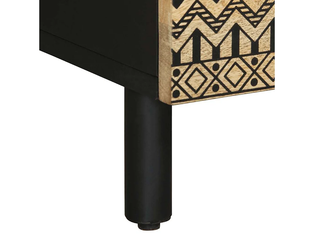 Table basse noir 80x54x40 cm bois massif de manguier brut