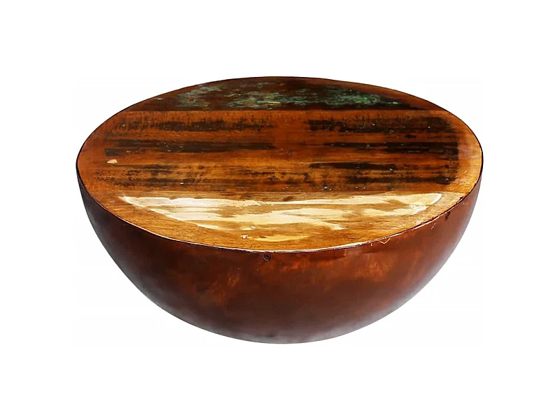 Couchtisch Schalenform mit Stahlboden Altholz Massiv