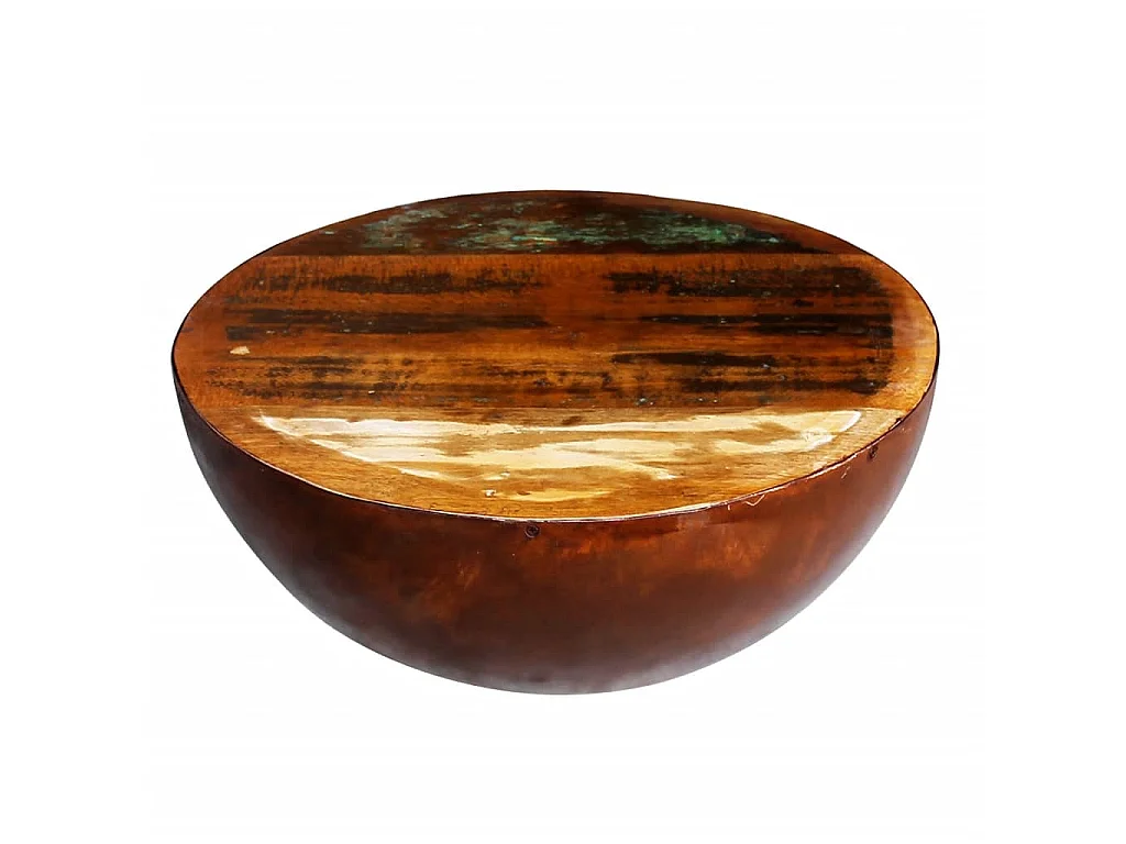 Table basse Forme de bol avec base en acier Bois recyclé