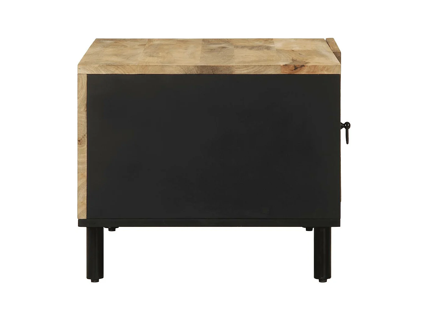 Tavolino da Salotto Nero 80x50x40cm Legno Massello Mango Grezzo