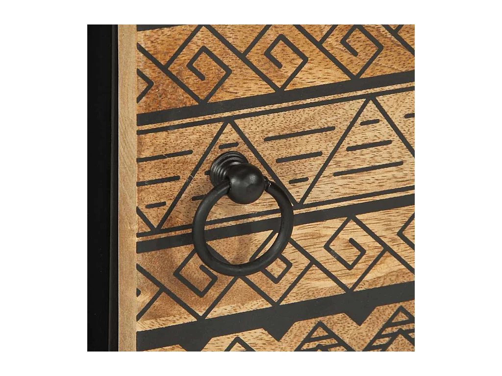 Tavolino da Salotto Nero 80x50x40cm Legno Massello Mango Grezzo