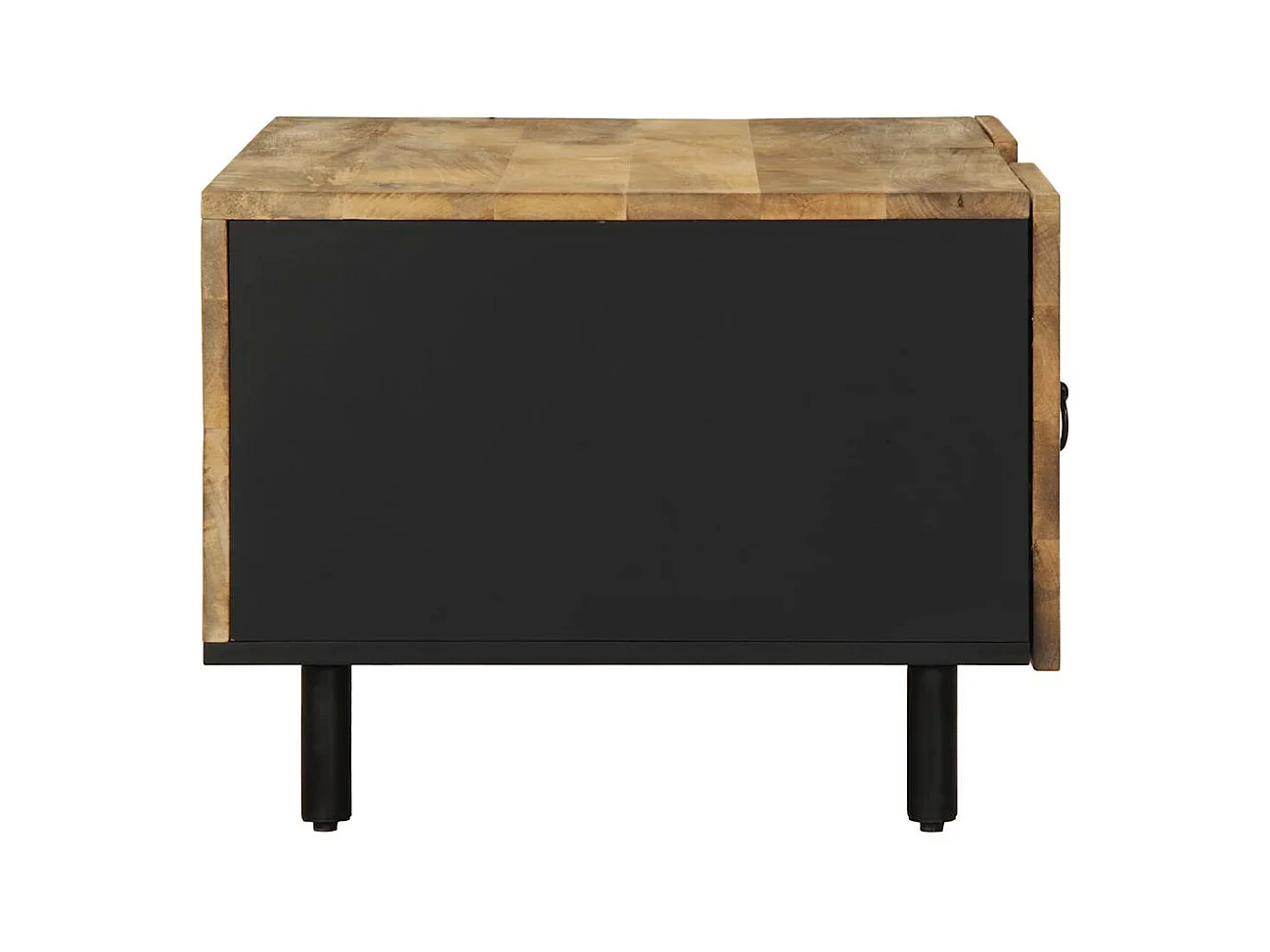 Tavolino Salotto Nero 100x54x40 cm Legno Massello Mango Grezzo