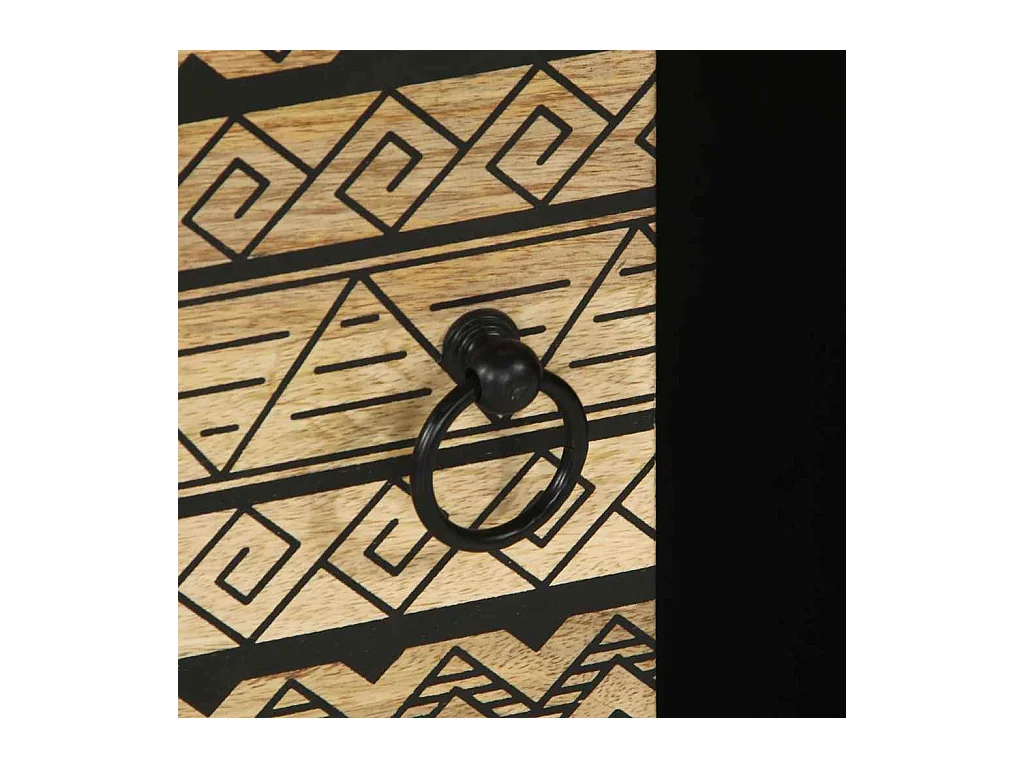 Tavolino Salotto Nero 100x54x40 cm Legno Massello Mango Grezzo