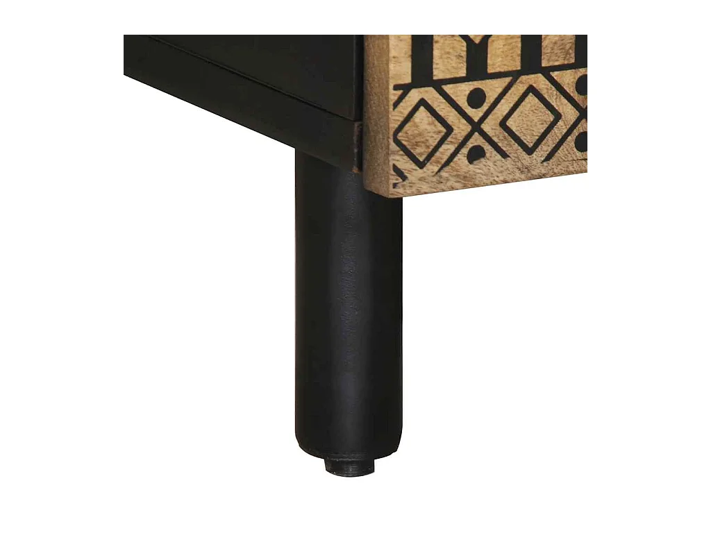 Tavolino Salotto Nero 100x54x40 cm Legno Massello Mango Grezzo