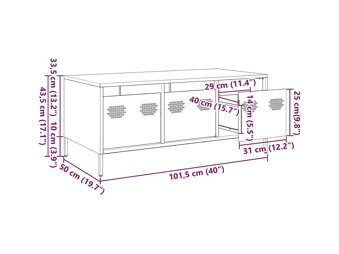 Salontafel 101,5x50x43,5 cm koudgewalst staal antracietkleurig