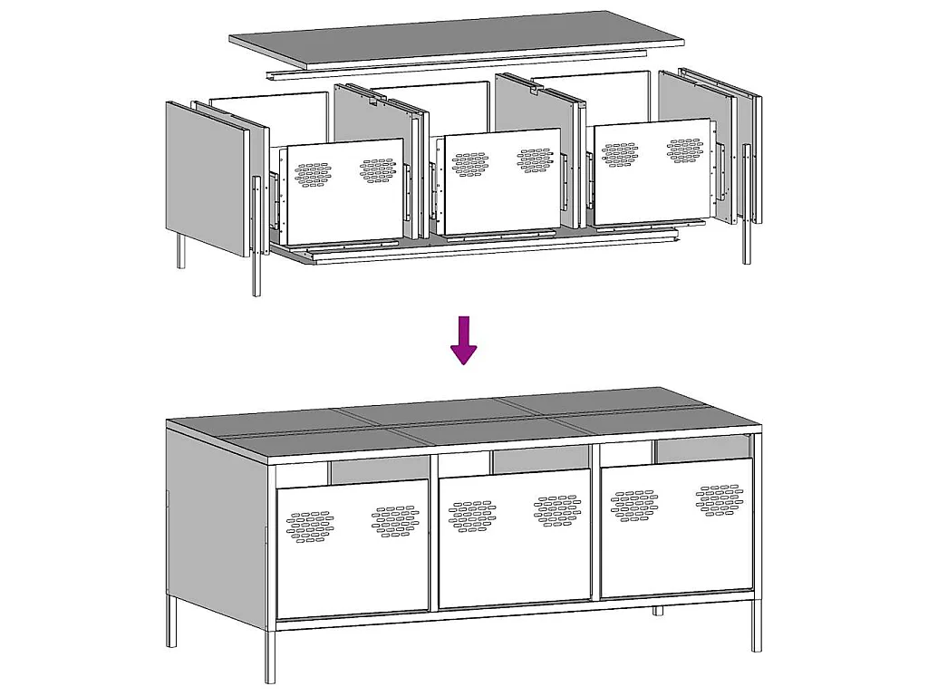 Table basse anthracite 101,5x50x43,5 cm acier laminé à froid