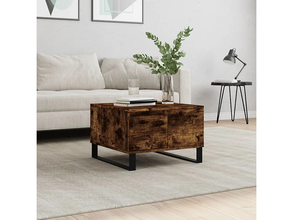 Table basse chêne fumé 55x55x36,5 cm bois d'ingénierie