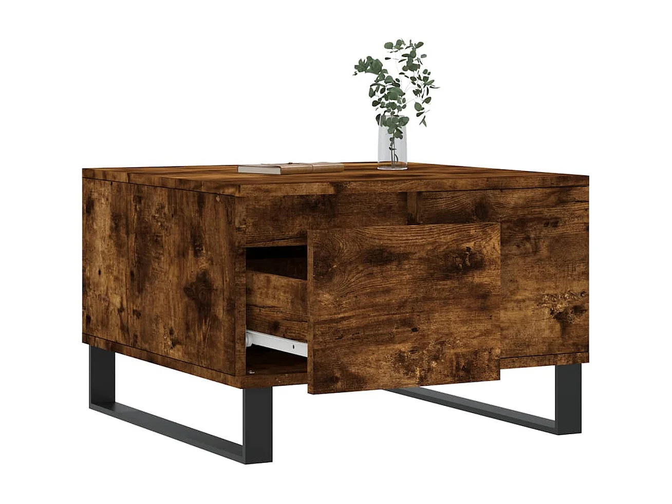Table basse chêne fumé 55x55x36,5 cm bois d'ingénierie
