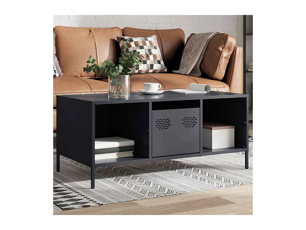 Table basse anthracite 101,5x50x43,5 cm acier laminé à froid